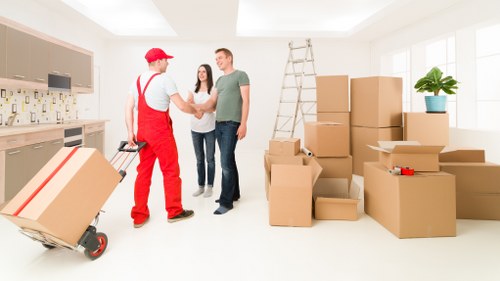 Van service crew preparing for a scheduled move