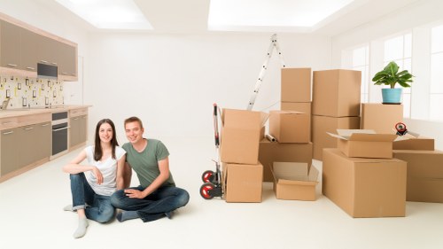 Packed moving boxes and furniture for a Surrey Quays relocation