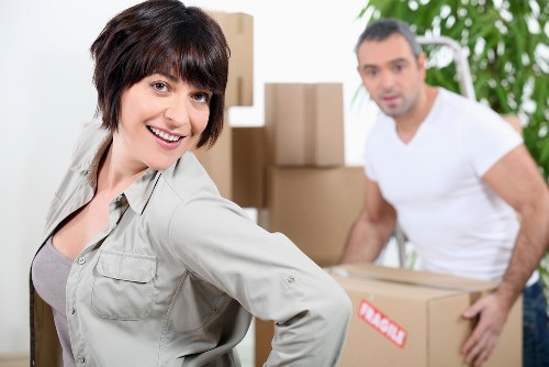 Packed boxes and furniture prepared for a Surrey Quays home move
